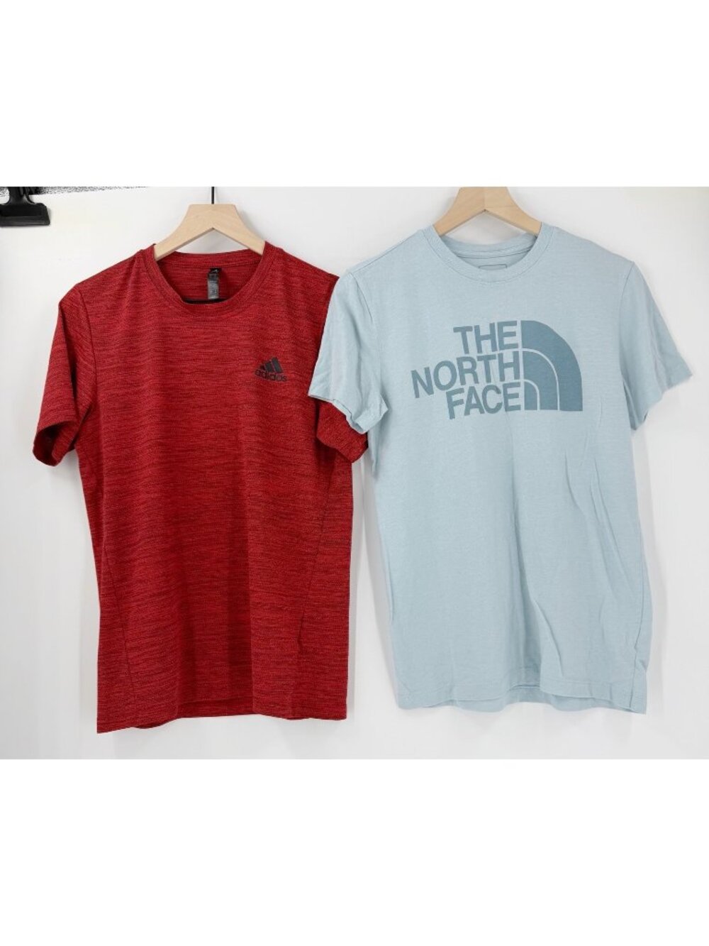 Lot of 2 Men's T-Shirts Size Small North Face and Adidas Casual Short Sleeve